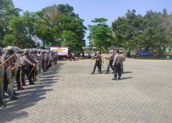 Gelar Simulasi Sispamkota, Upaya Polres Nganjuk Hadapi Potensi Gangguan Kamtibmas Tahapan Pemilu 2024