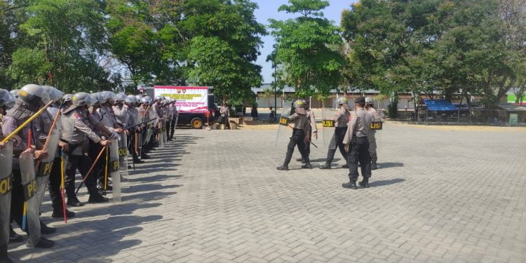 Gelar Simulasi Sispamkota, Upaya Polres Nganjuk Hadapi Potensi Gangguan Kamtibmas Tahapan Pemilu 2024