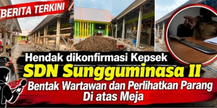 Diduga Preman : Kepsek SDN Sungguminasa II Hendak Dikonfirmasi Terkait Rehab Sekolah Malah Bentak Wartawan dan Perlihatkan Parang di Meja, DPP AJUN Desak Kadis Copot Kepsek